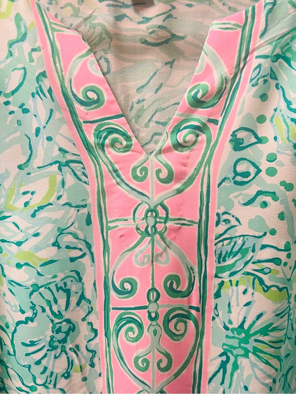 Lilly Pulitzer Pink & Mint Floral V-Neck Boho Tunic- size large